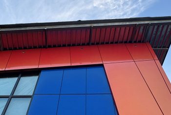 NE Latimer Elementary School contrasting siding colours