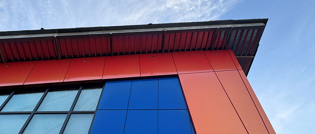 NE Latimer Elementary School contrasting siding colours