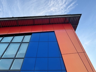 NE Latimer Elementary School contrasting siding colours