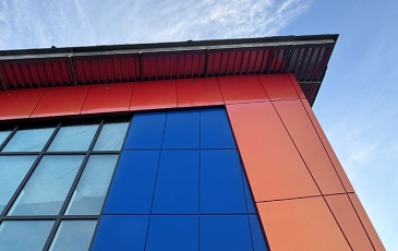 NE Latimer Elementary School contrasting siding colours