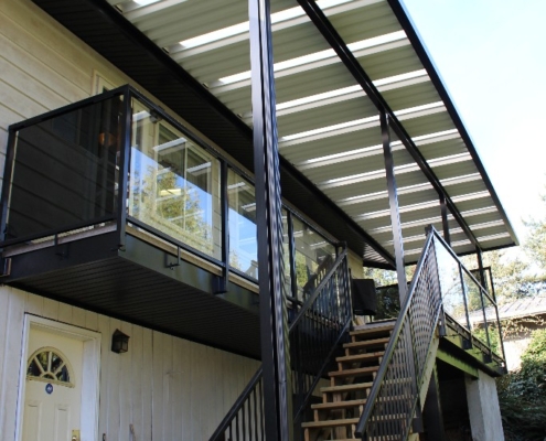 Aluminum Canopy & Railing Over Stairs